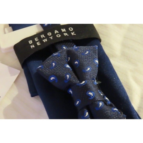 Boys Bow Tie and Pocket Square Blue Sz 8 - Picture 4 of 9